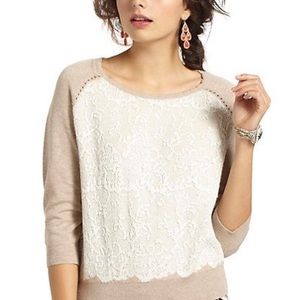 Elegant Beige and White Lace Sweater